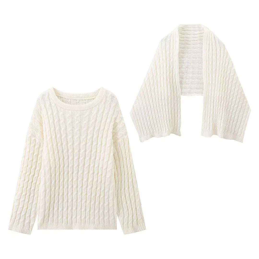 Damen Strickpullover und Cardigan Set Sovae