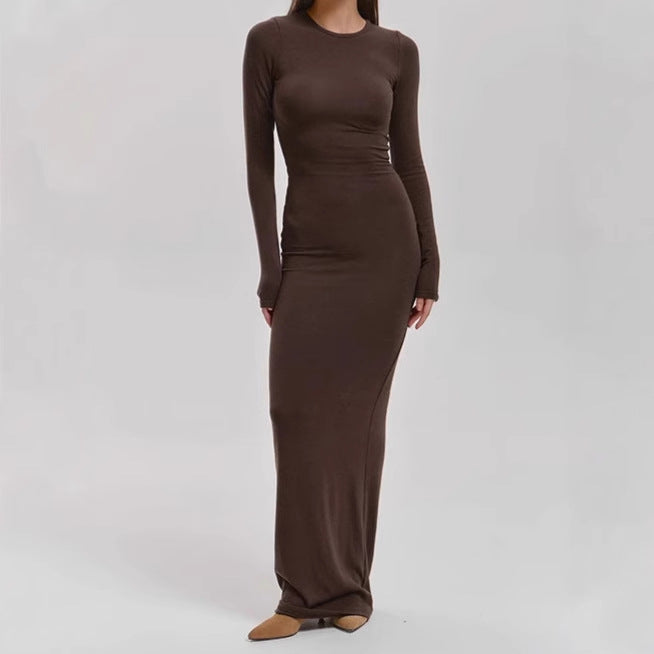 Damen Elegantes Langarm-Maxikleid mit figurformendem Schnitt und hohem Komfort Sovae