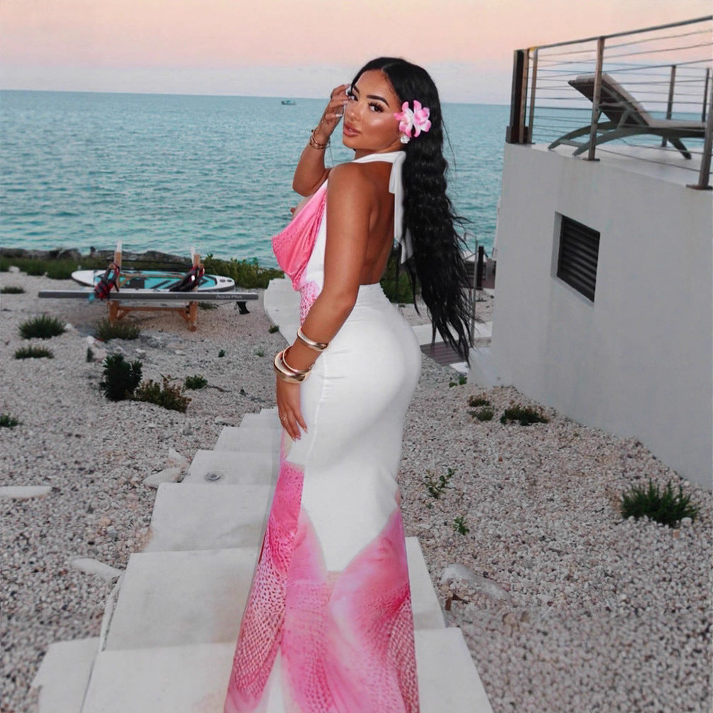 Damen Sommerliches Maxikleid mit floralem V-Ausschnitt Sovae