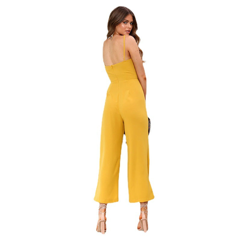 Damen eleganter langärmliger Jumpsuit mit Crop-Top Sovae