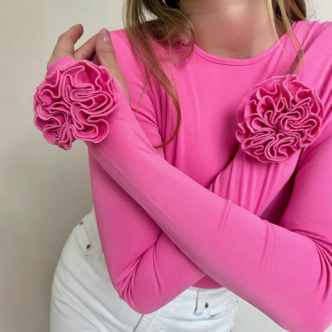 Damen Langarmshirt mit verspielten Rüschendetails Sovae