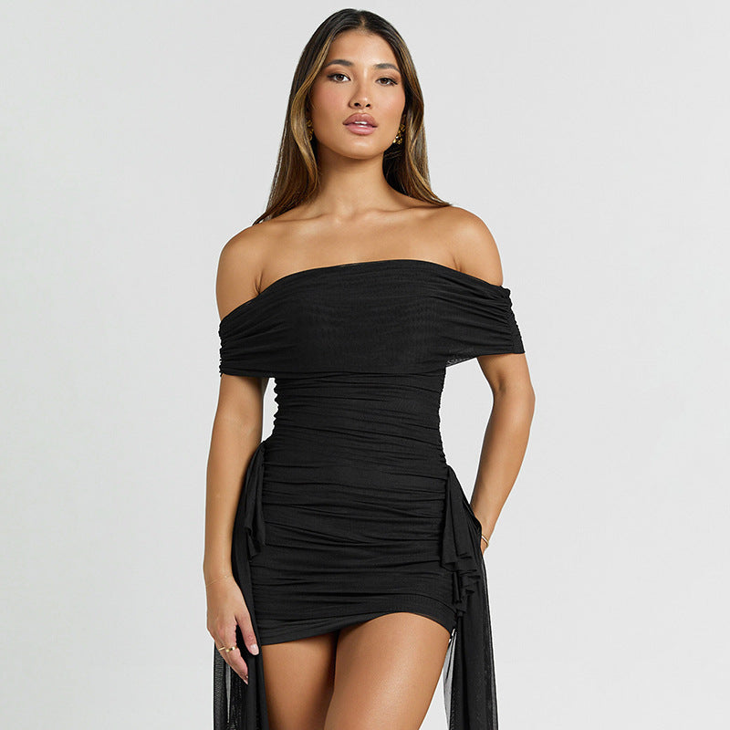 Damen Elegantes Wickelkleid mit fließenden Drapierungen Sovae