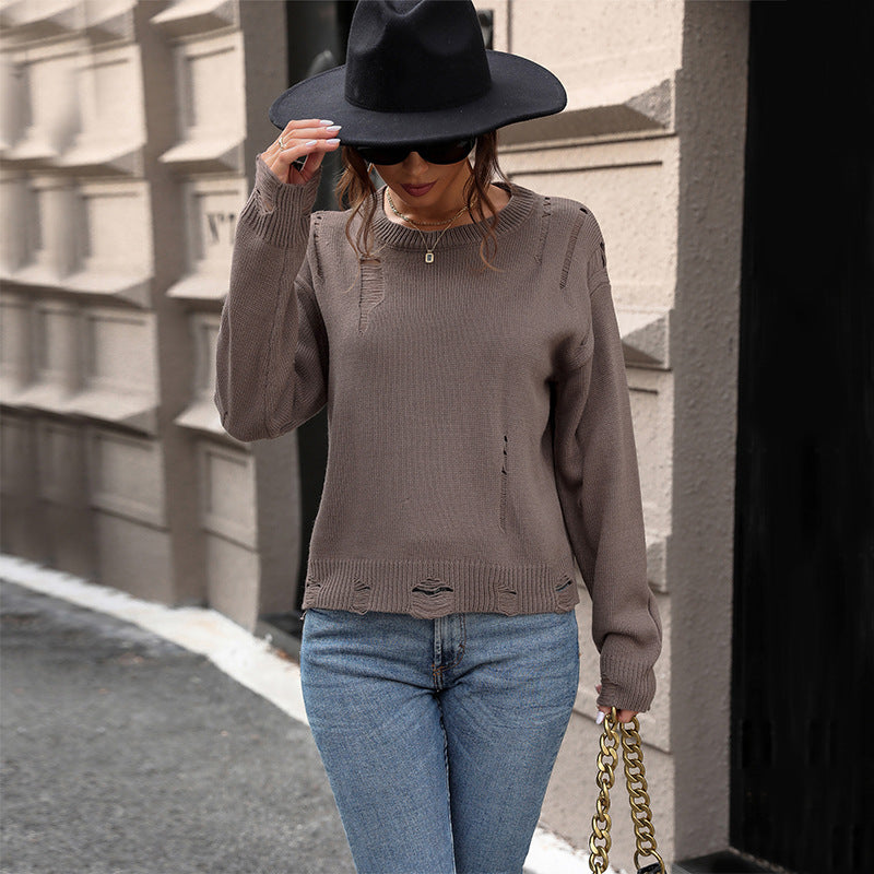 Damen lässiger Strickpullover Sovae