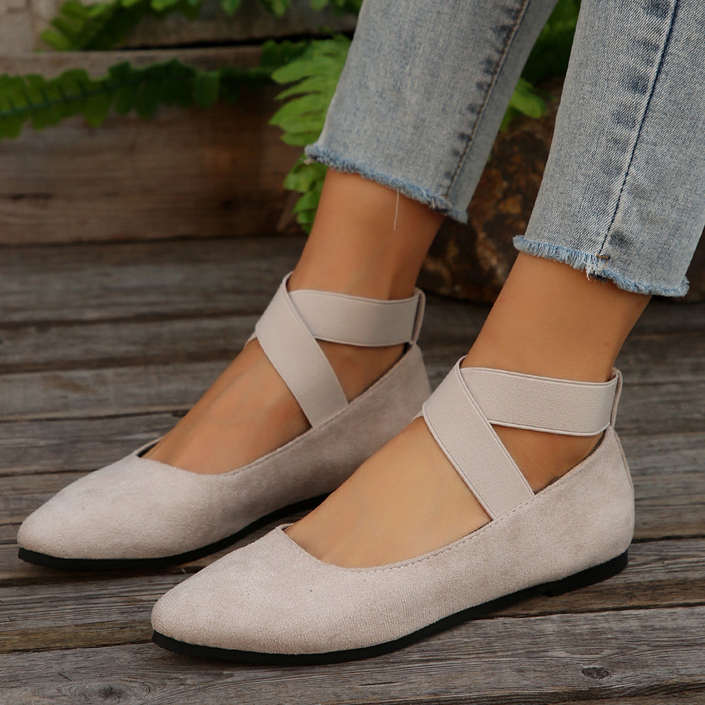 Damen elegante Ballerinas mit gekreuztem Riemen Sovae