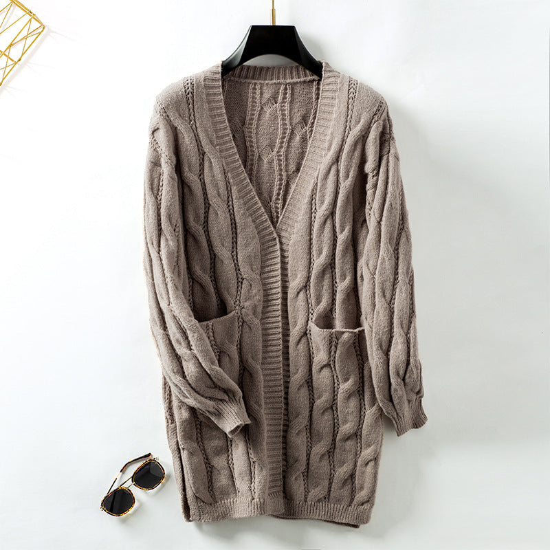 Damen Strickjacke mit einem stilvollen Flechtmuster Sovae