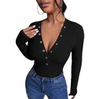 Damen Langarmbody mit Knopfleiste Sovae