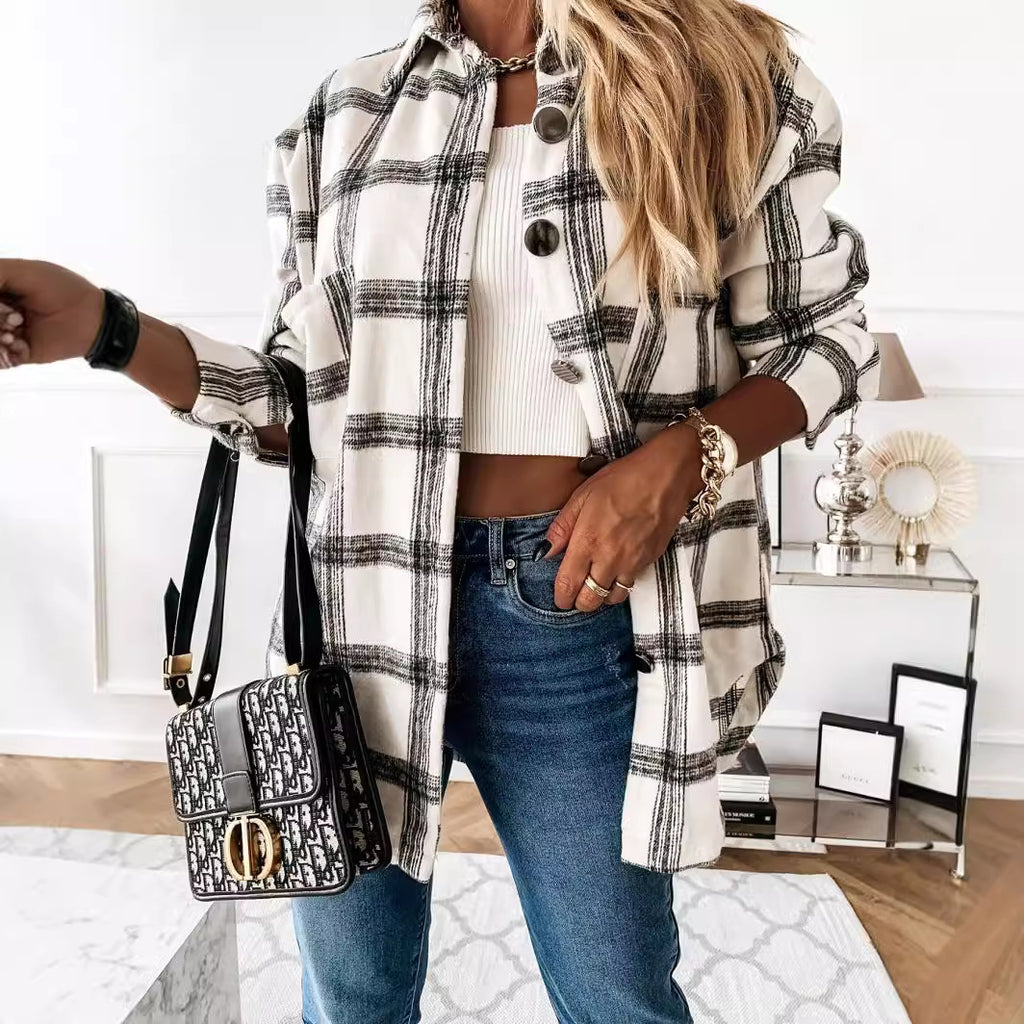 Damen Karierte Overshirt Sovae