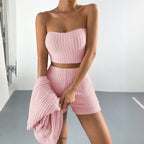 Damen Strick-Loungewear-Set mit langen Ärmeln und geripptem Design Sovae