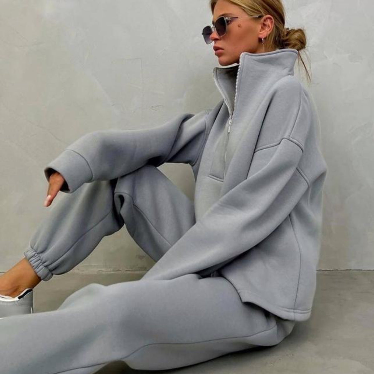 Damen Sportliche Pullover-Set mit hohem Kragen Sovae