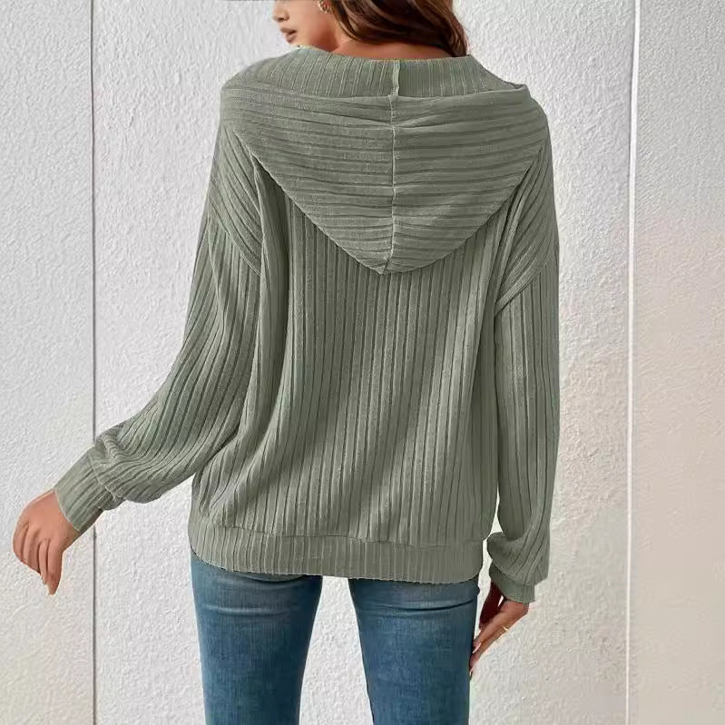 Damen Langärmliger Kapuzenpullover Sovae