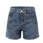 Damen modische Denim-Shorts mit fransigen Säumen Sovae