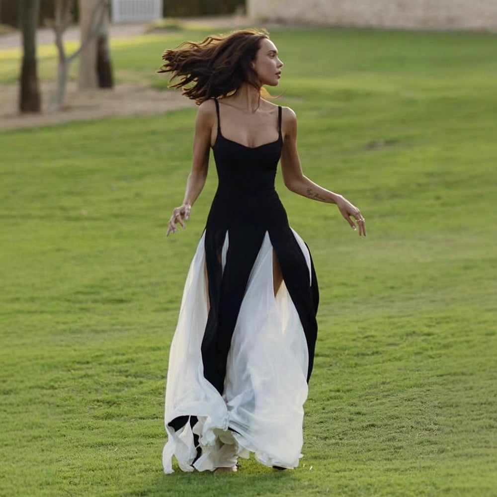 Damen Elegantes Maxikleid mit hochgeschlitzen Seiten Sovae