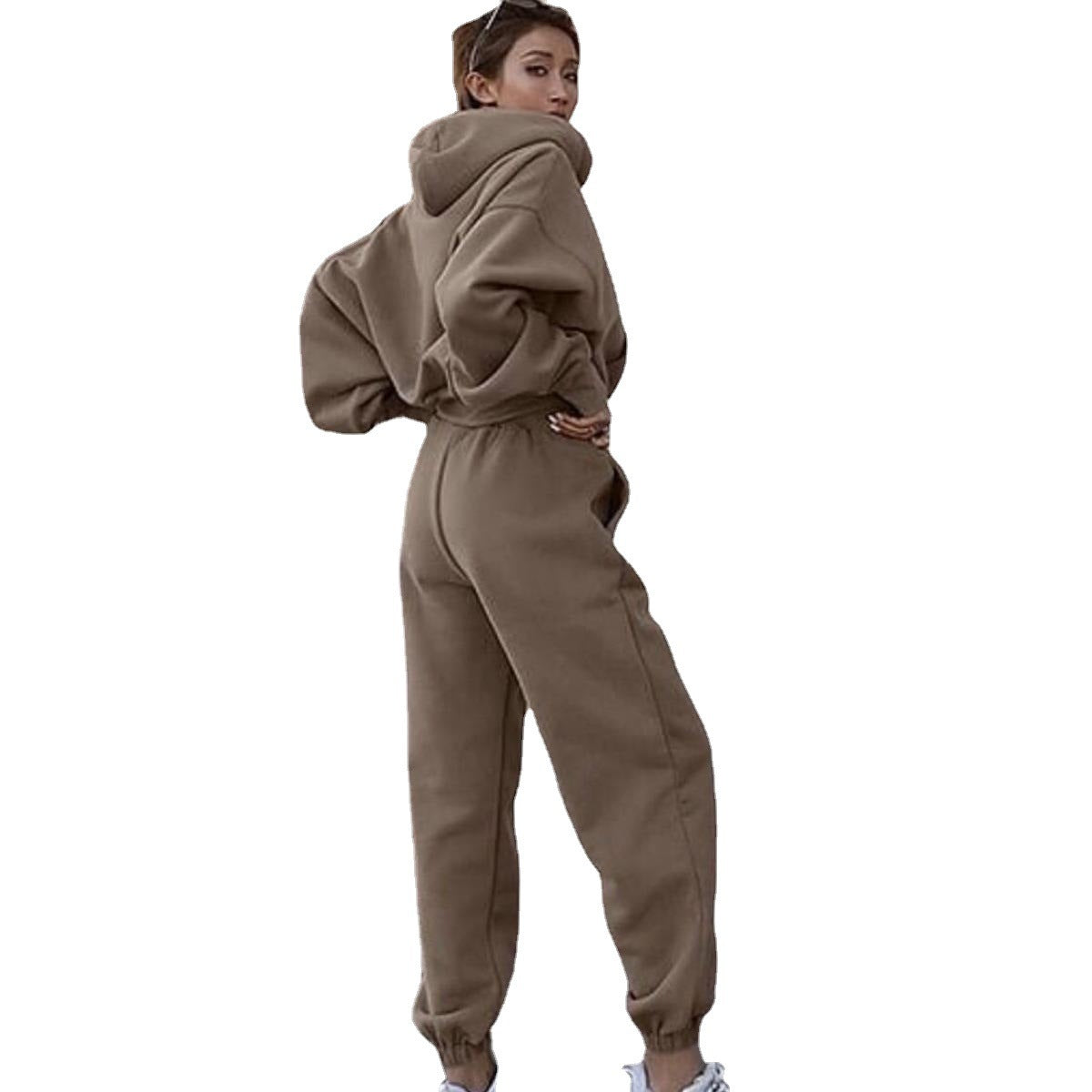 Damen Fleece-Jogginganzug mit Oversized-Hoodie und elastischem Bund Sovae