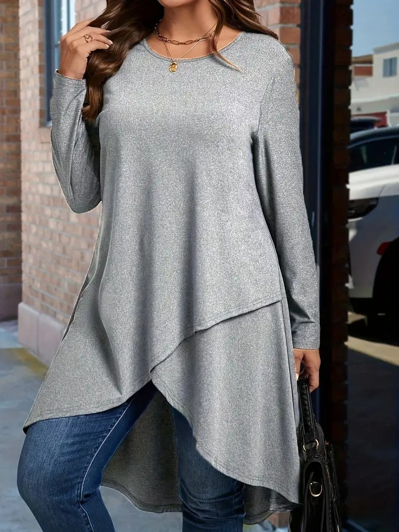 Damen asymmetrisches Langarmshirt mit elegantem Schnitt Sovae