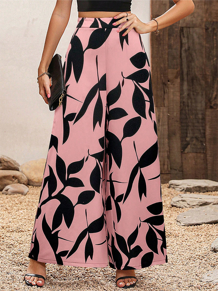 Damen Weit geschnittene Palazzo-Hose mit floralem Muster Sovae