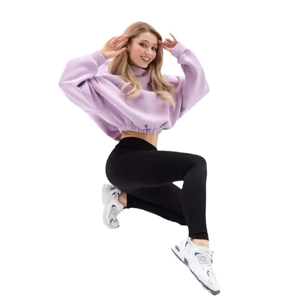 Damen modischer cropped Hoodie mit weitem Schnitt Sovae