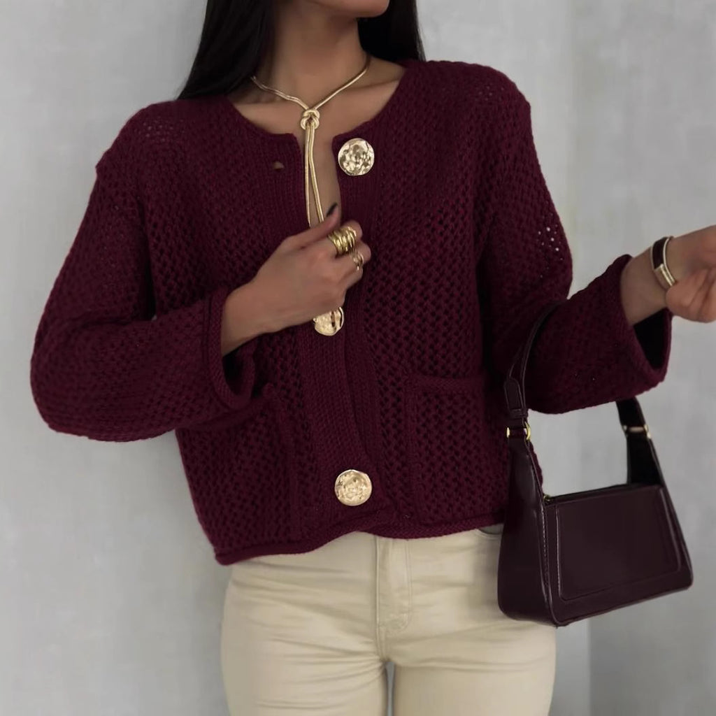 Damen Strickjacke mit Struktur und praktischen Taschen Sovae
