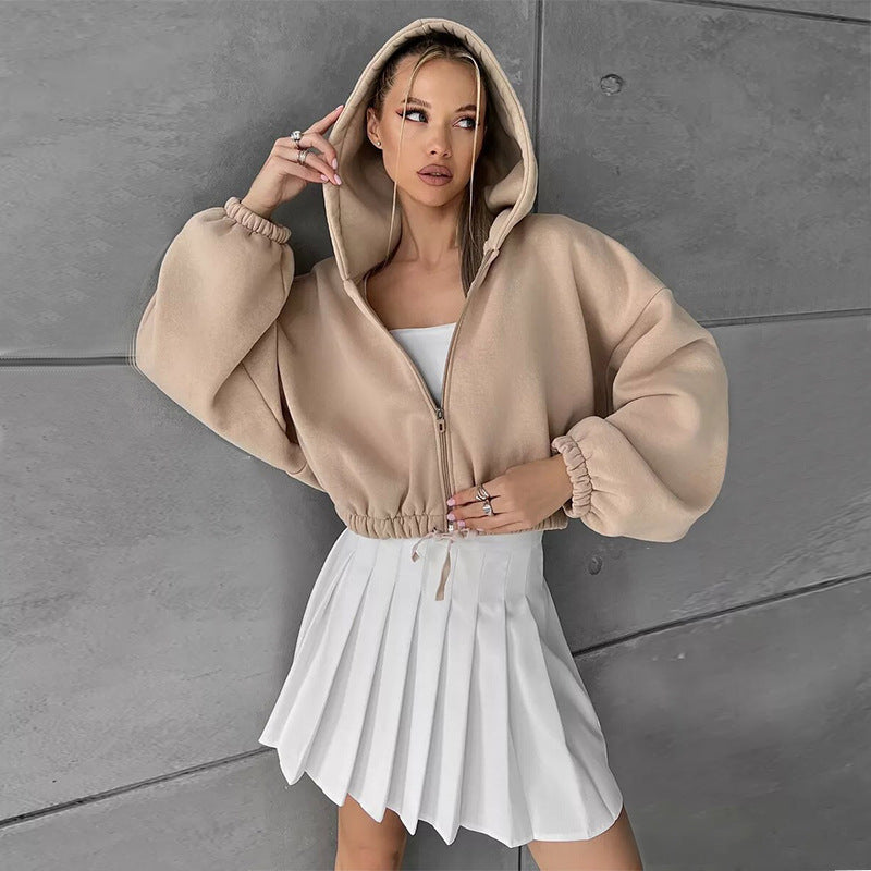 Damen Sportlicher Cropped Hoodie Sovae