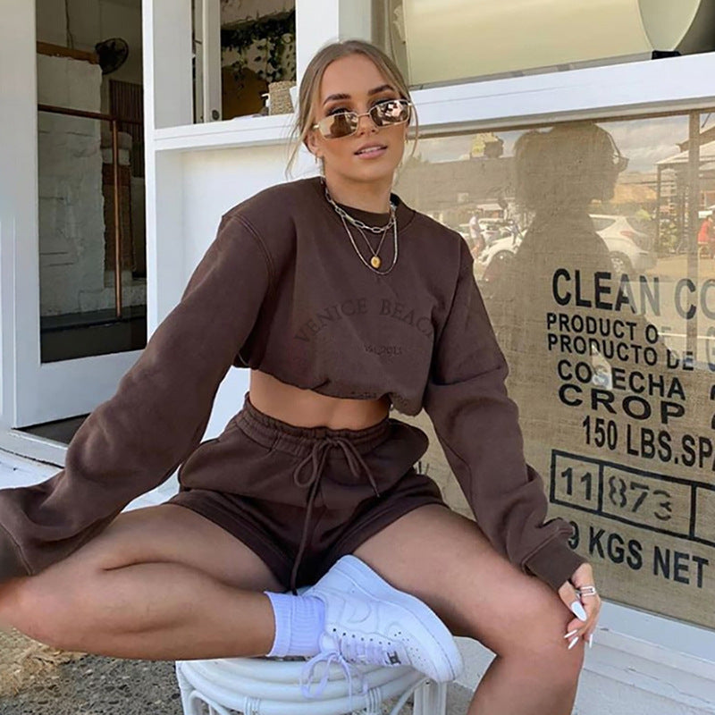 Damen lässiges und stylisches Sweatshirt-Shorts-Set Sovae