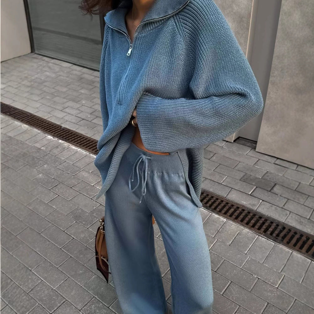 Damen Oversized Strickpullover mit modischem Kragen Sovae