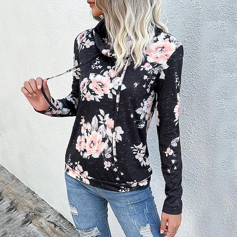 Damen gemütlicher Hoodie mit floralem Design und lässigem Schnitt Sovae