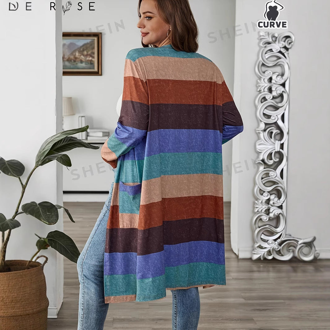 Damen Lange, gestreifte Cardigan Sovae
