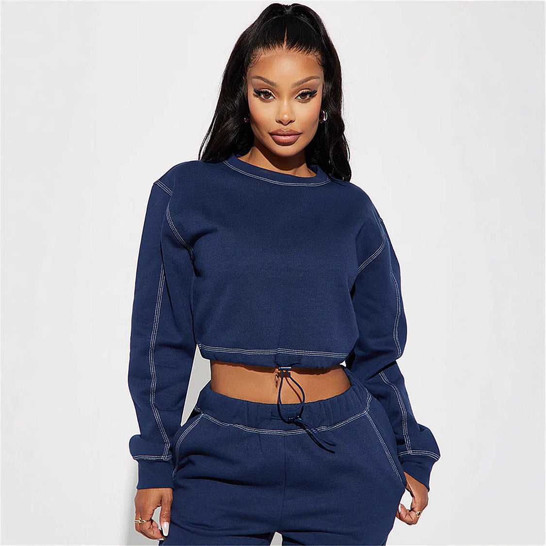 Damen Bequemer und stylischer Freizeitanzug mit Crop-Oberteil Sovae