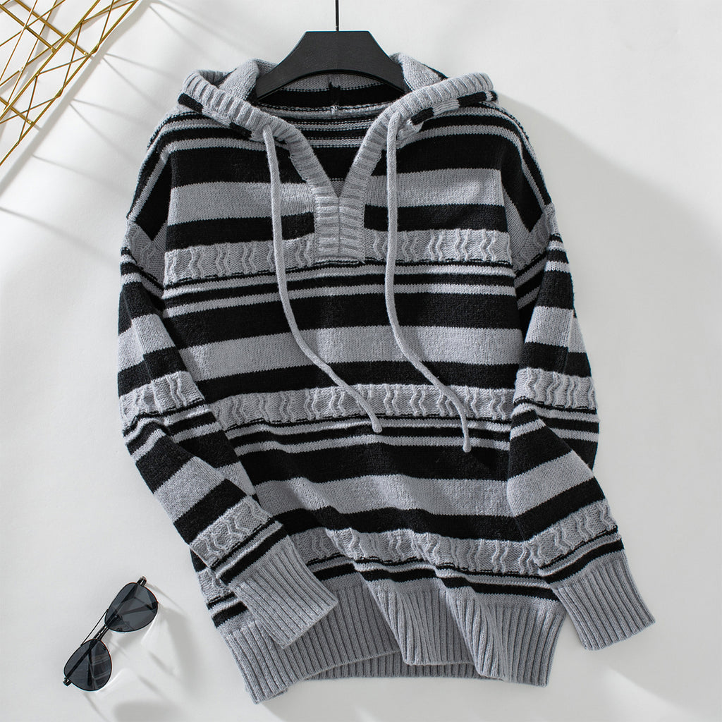 Damen Kapuzensweater mit modernen Streifenmustern Sovae