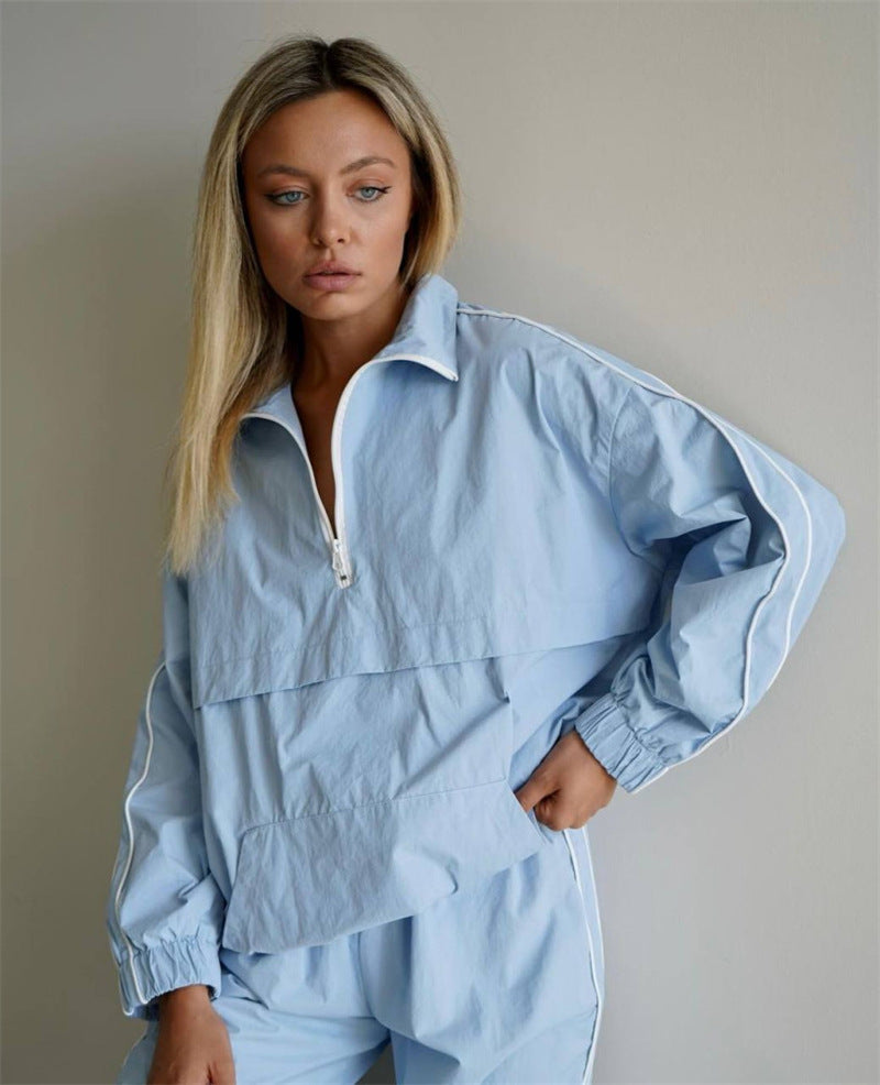 Damen sportliche Jacke mit hoch geschlossenem Kragen und Reißverschluss Sovae