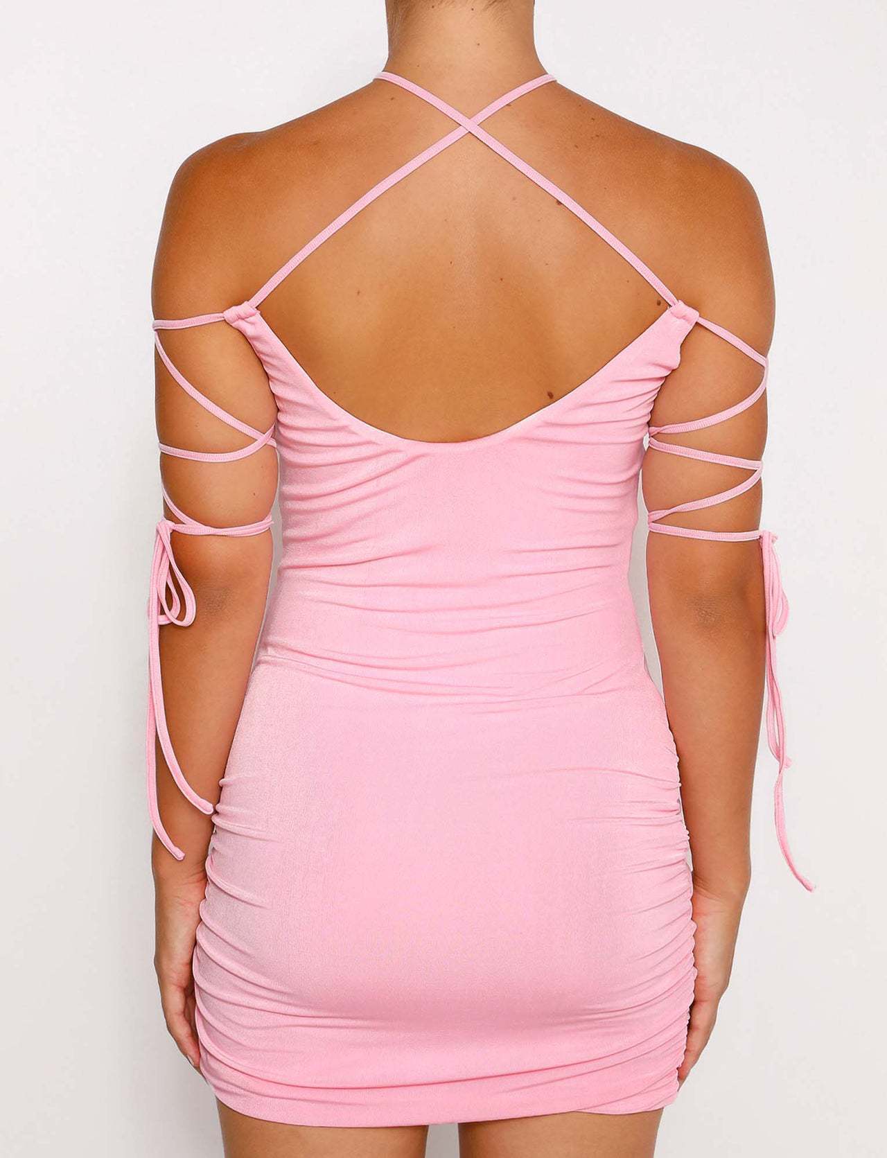 Damen figurbetontes Minikleid mit Trägerdetails Sovae
