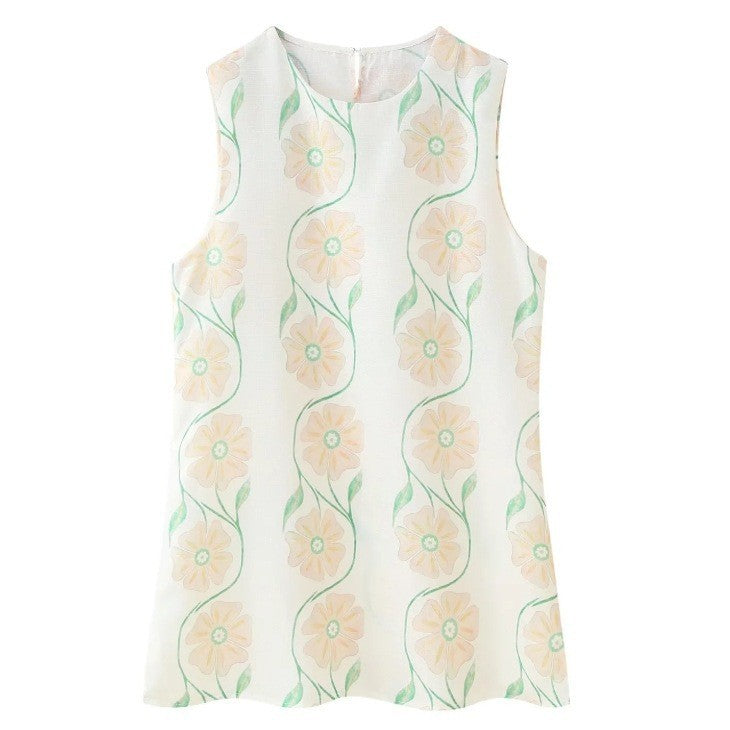 Damen ärmelloses Blusenshirt mit floralem Design Sovae