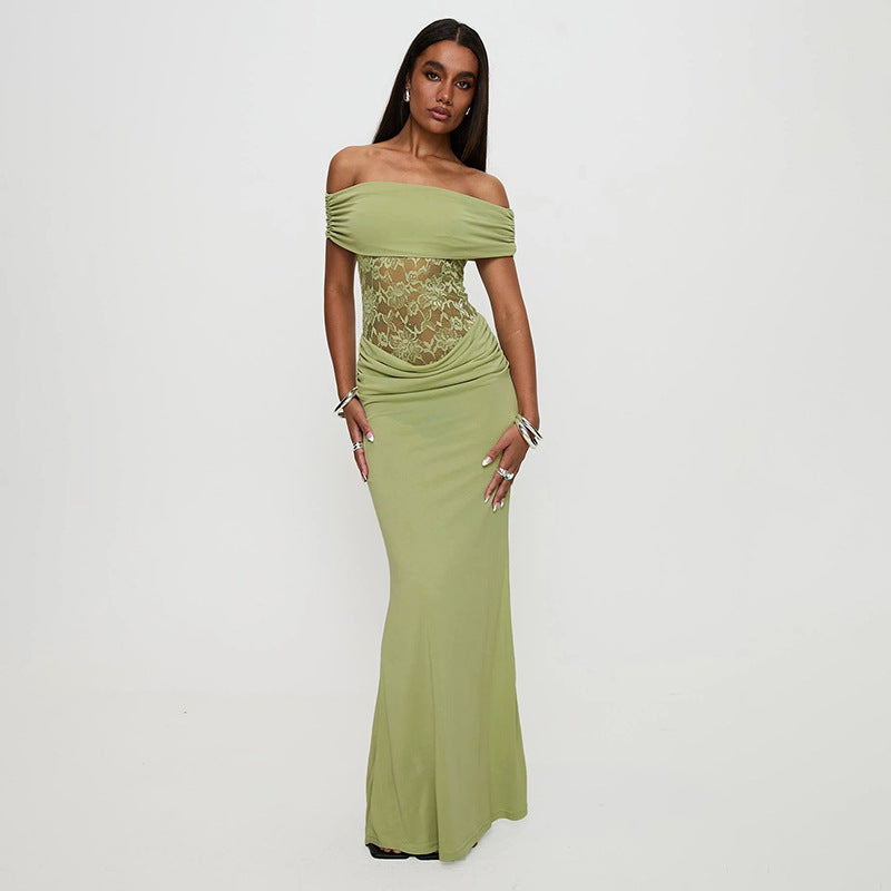 Damen Maxikleid mit Eleganter Spitzenverzierung Sovae