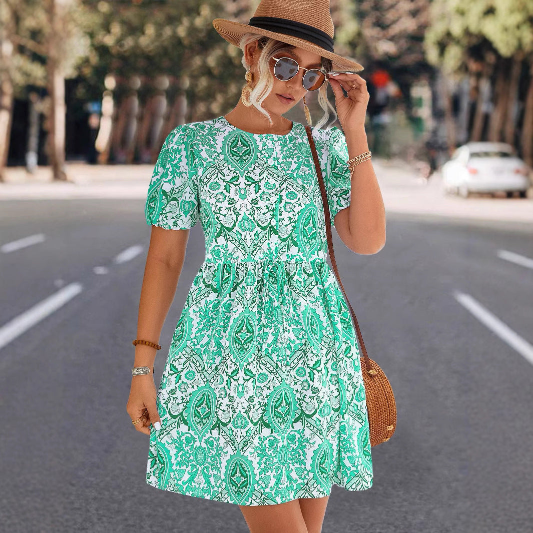 Damen A-Linien Kleid mit floralem Muster und lässigem Schnitt Sovae