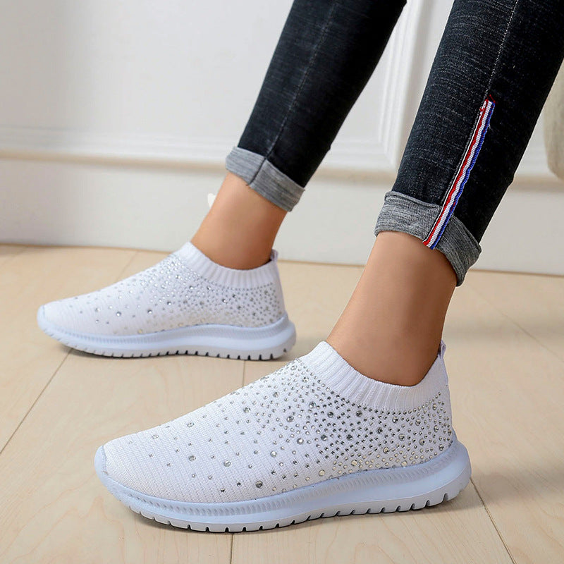 Damen Sneaker mit Glitzersteinchen und elastischem Slip-On Design Sovae