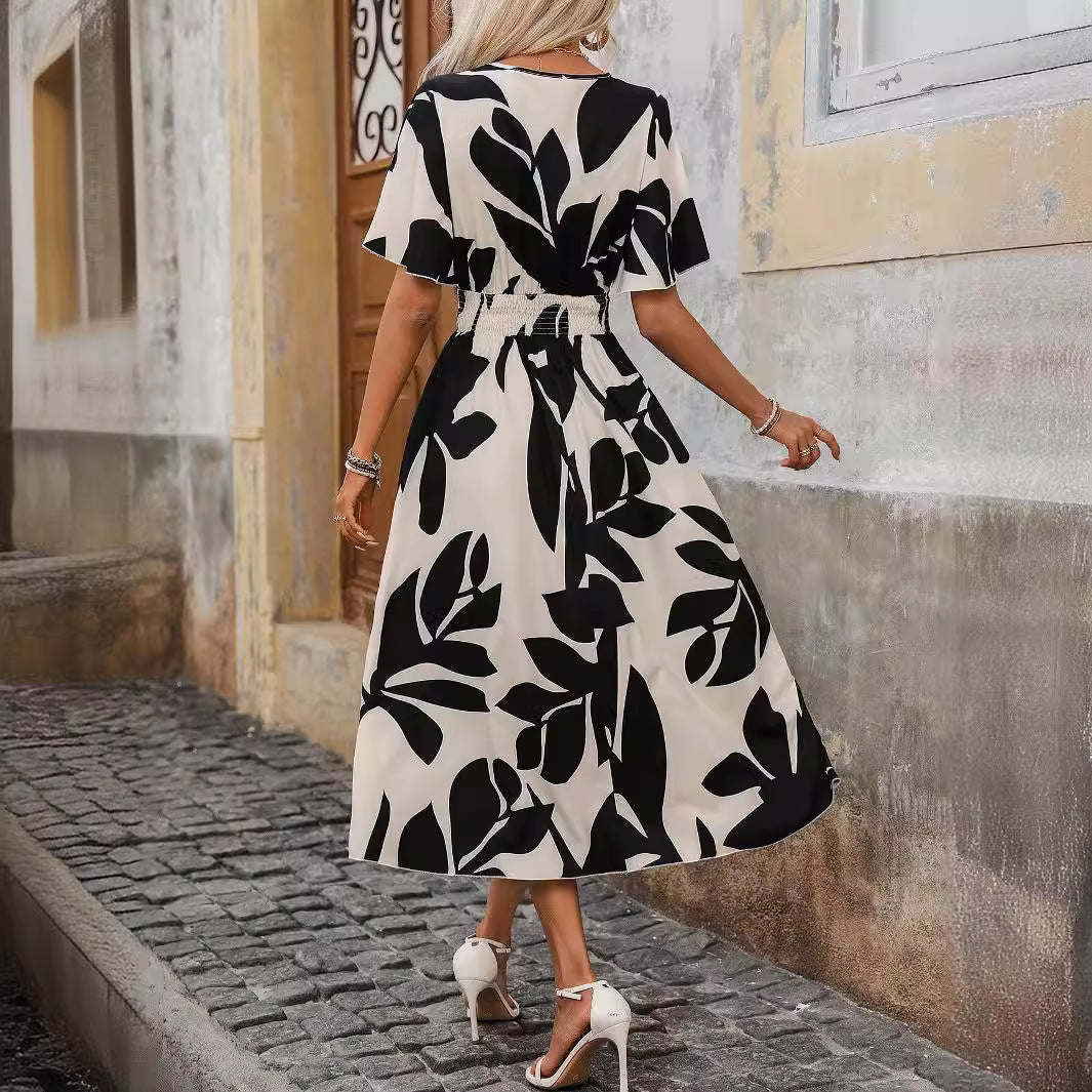 Damen Maxikleid mit Wickeloptik und elastischem Bund Sovae