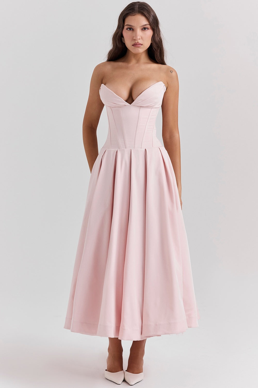 Damen Abendkleid mit korsettartigem Oberteil und weitschwingendem Rock Sovae