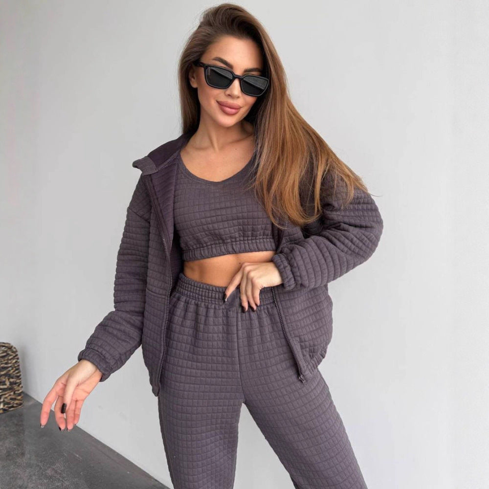 Damen Komfortables Fleece-Loungewear-Set mit kapuzensweat Sovae
