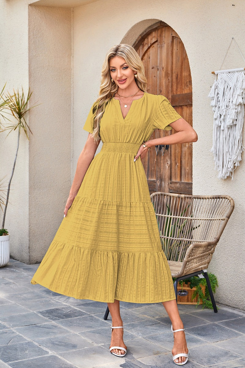 Damen Maxikleid mit voluminösem Rock Sovae