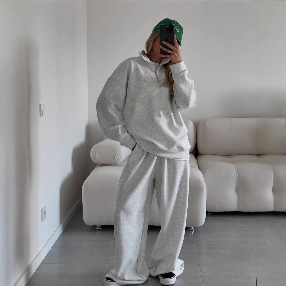 Damen Sportlicher Kapuzenpullover mit kurzer Reißverschlussöffnung Sovae