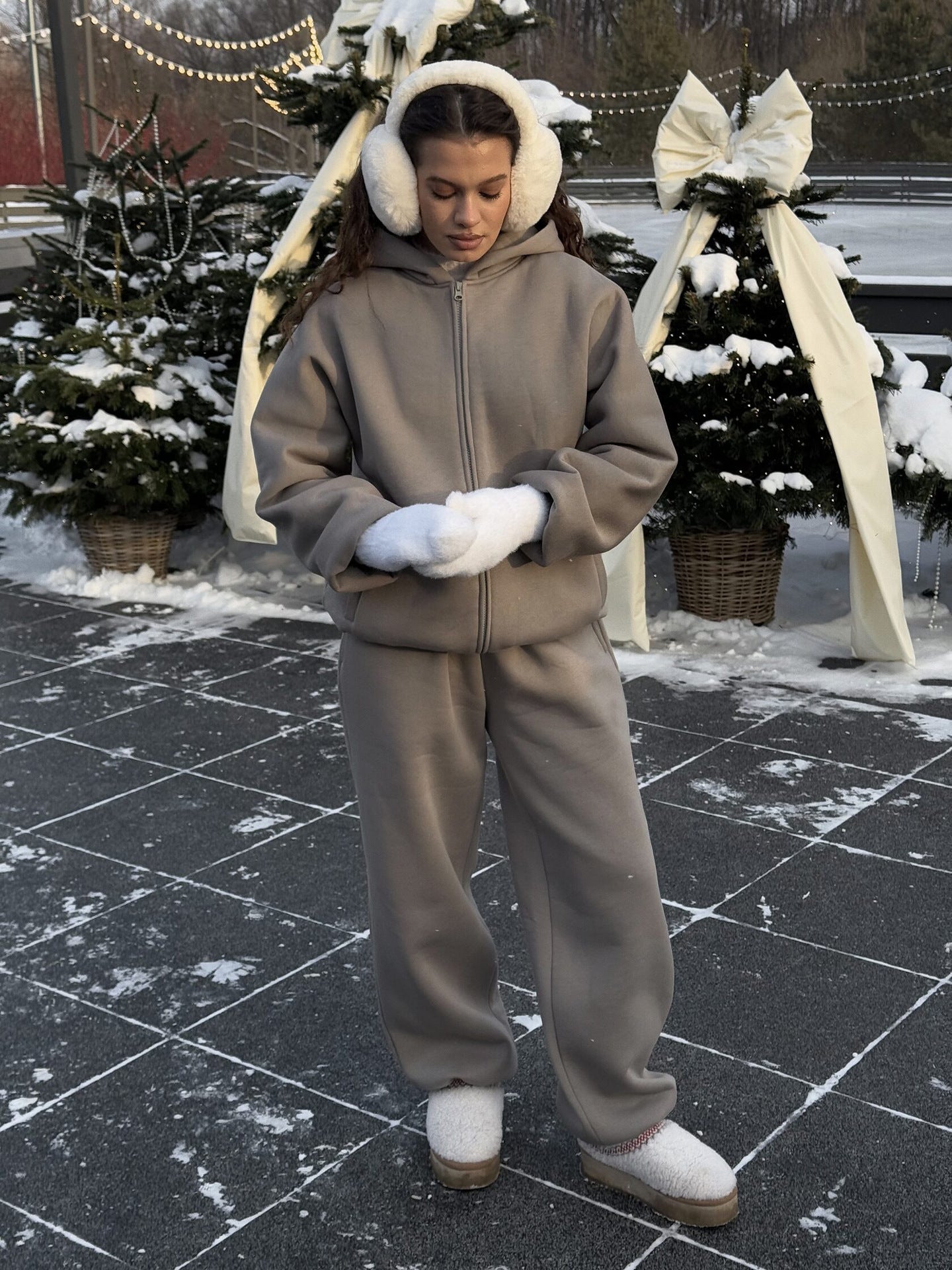 Damen Hochwertiger Fleece-Kapuzenjacke Sovae