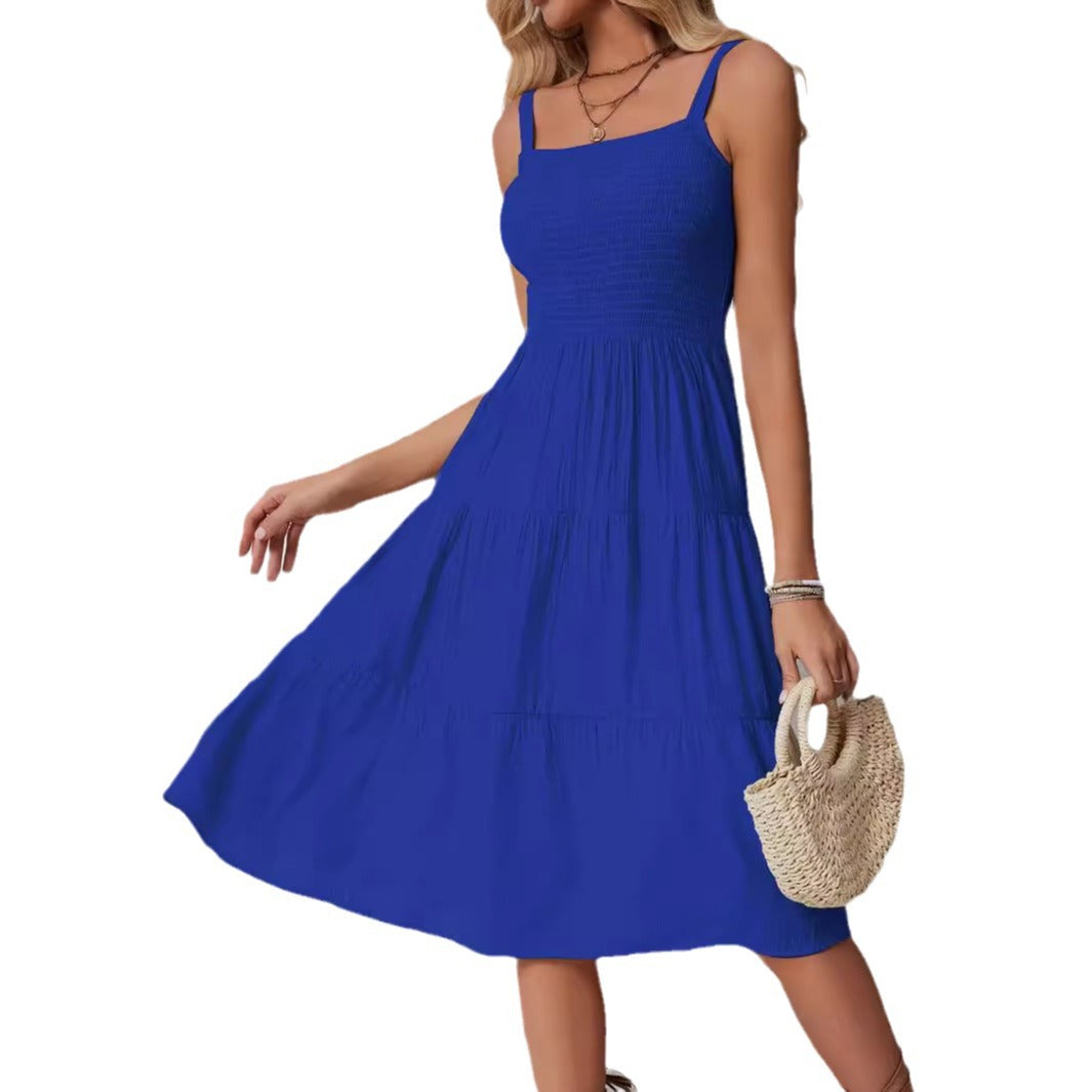 Damen Sommerliches Midikleid mit Rüschendetails Sovae