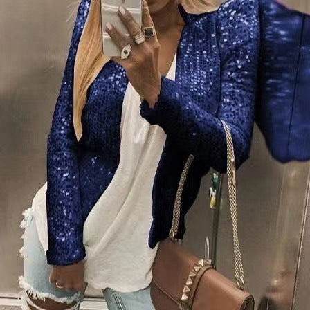 Damen glitzernde Strickjacke Sovae