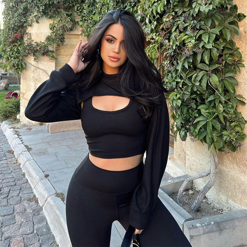 Damen modernes Crop-Top mit asymmetrischem Ausschnitt Sovae
