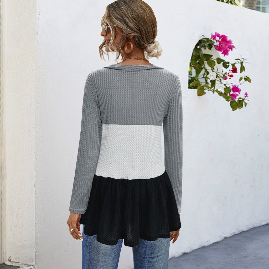 Damen modische Strickjacke mit knöpfigem Design und voluminösem Saum Sovae