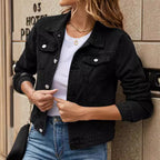 Damen Denim-Jacke im Vintage-Stil mit Taschen Sovae