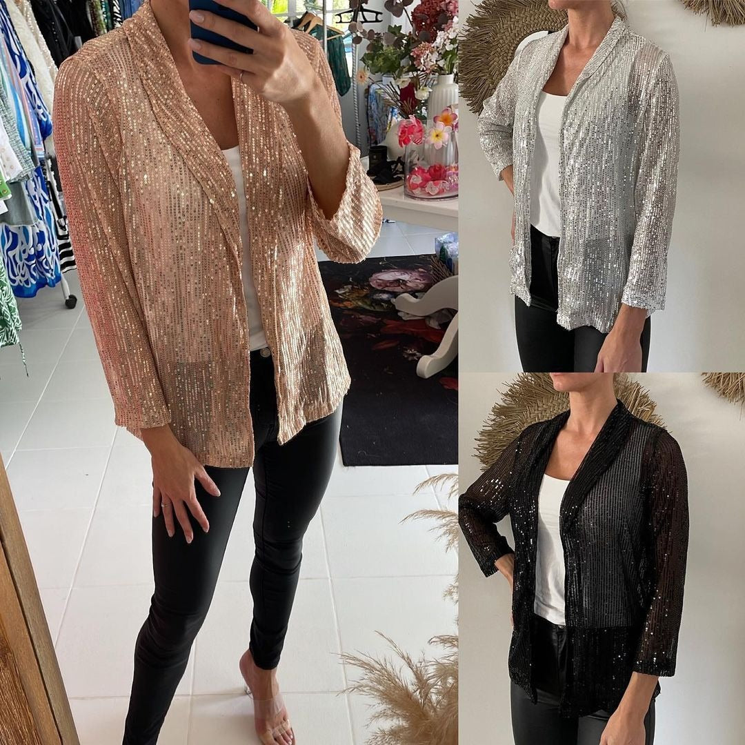 Damen Glitzernde Blazerjacke Sovae