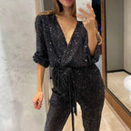 Damen Glamouröser Jumpsuit mit Rückenausschnitt Sovae