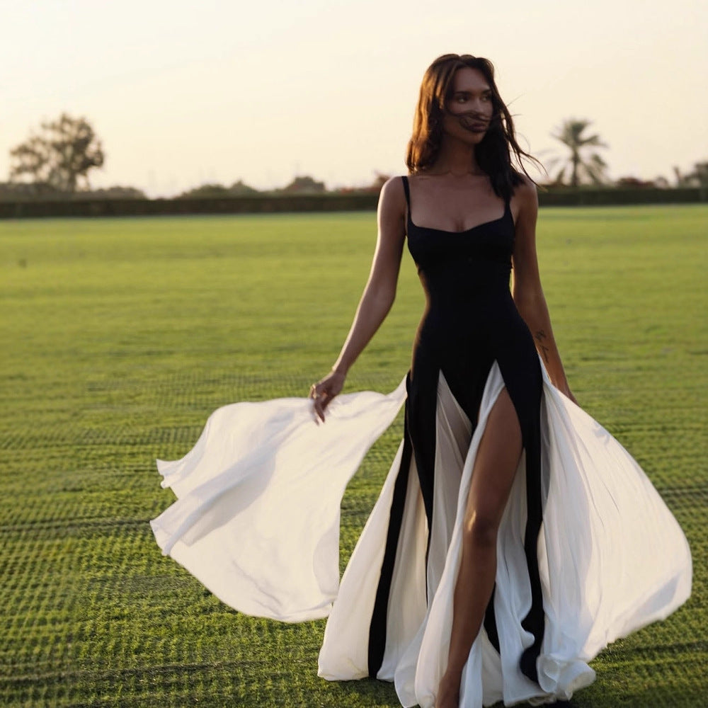 Damen Elegantes Maxikleid mit hochgeschlitzen Seiten Sovae