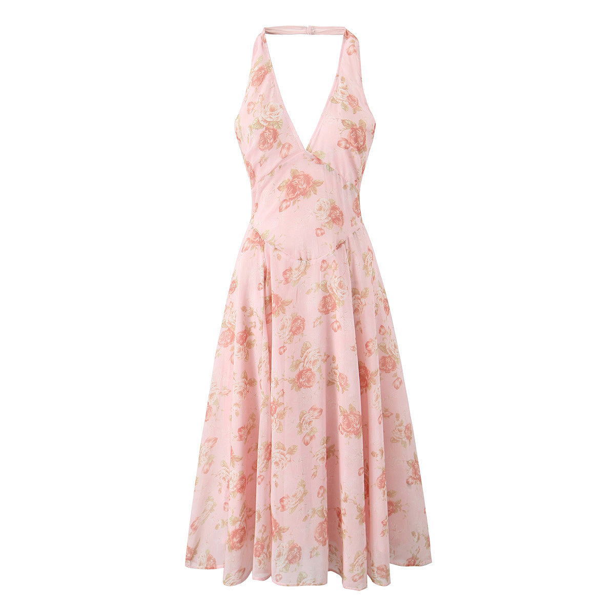 Damen Sommerliches Maxikleid mit tiefem V-Ausschnitt und floralen Mustern Sovae