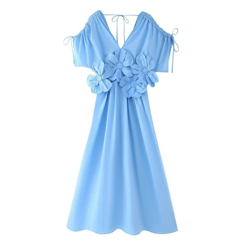 Damen Sommerkleid mit floralem Rüschendesign Sovae